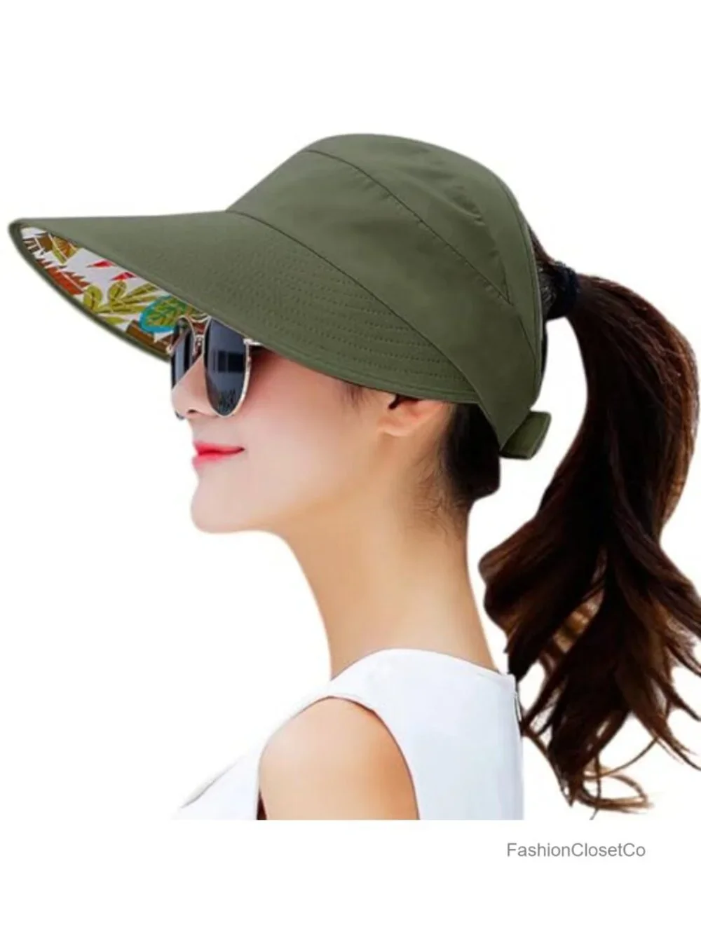 Wide Brim UV Protection Sun Hat Packable Visor with Chin Strap Floppy